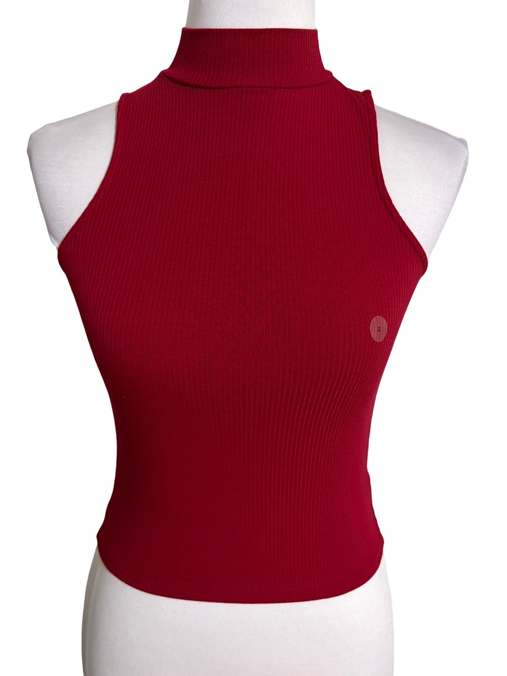 Aeropostale Red Ribbed Mock Neck Crop Top
